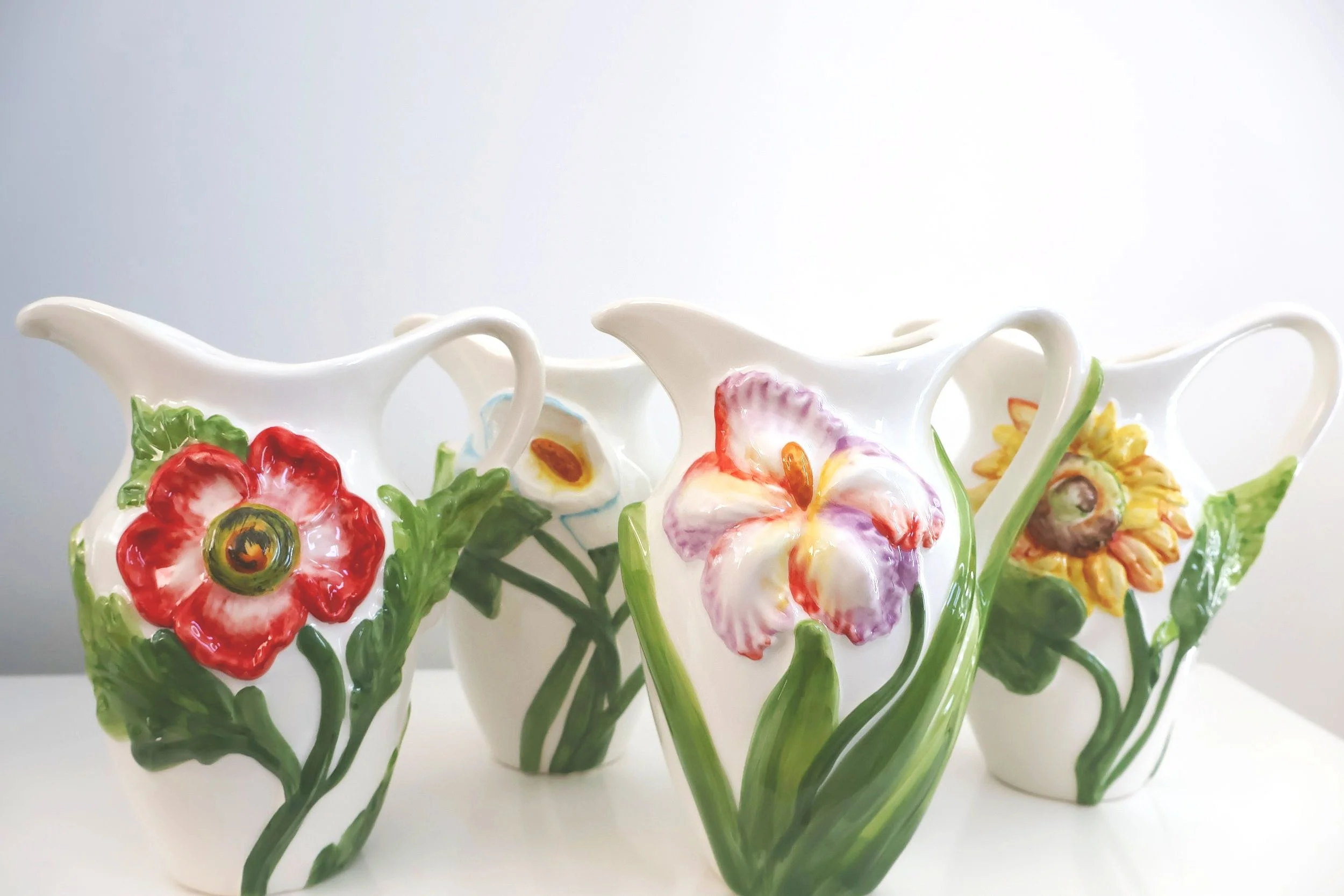 Les Ottomans Florilège Collection Hand-Painted Ceramic Jug- Sunflower