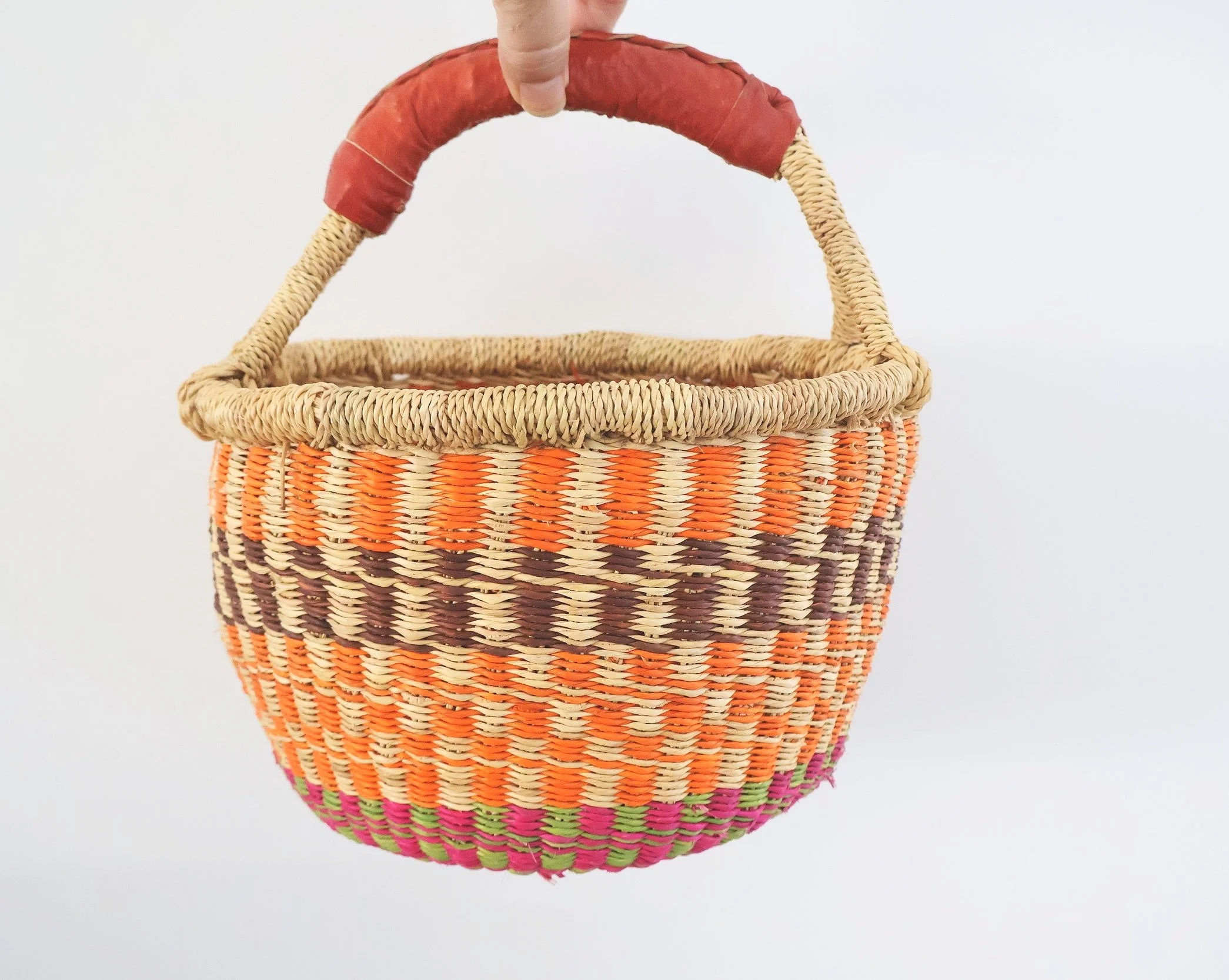 Bolgatanga Handwoven Round Market Basket- Small #2