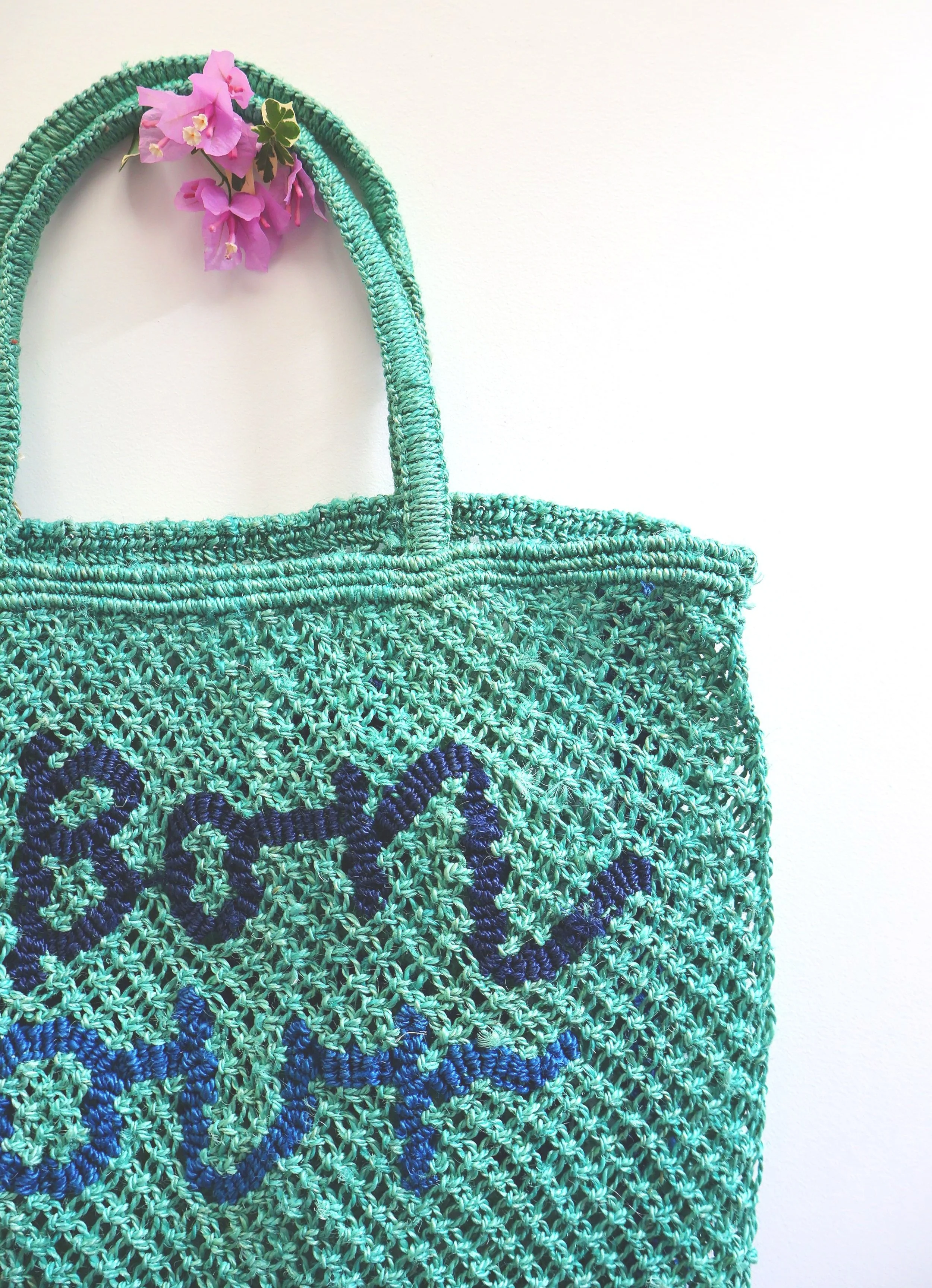 The Jacksons BONJOUR Small Jute Bag- Indigo/Blue