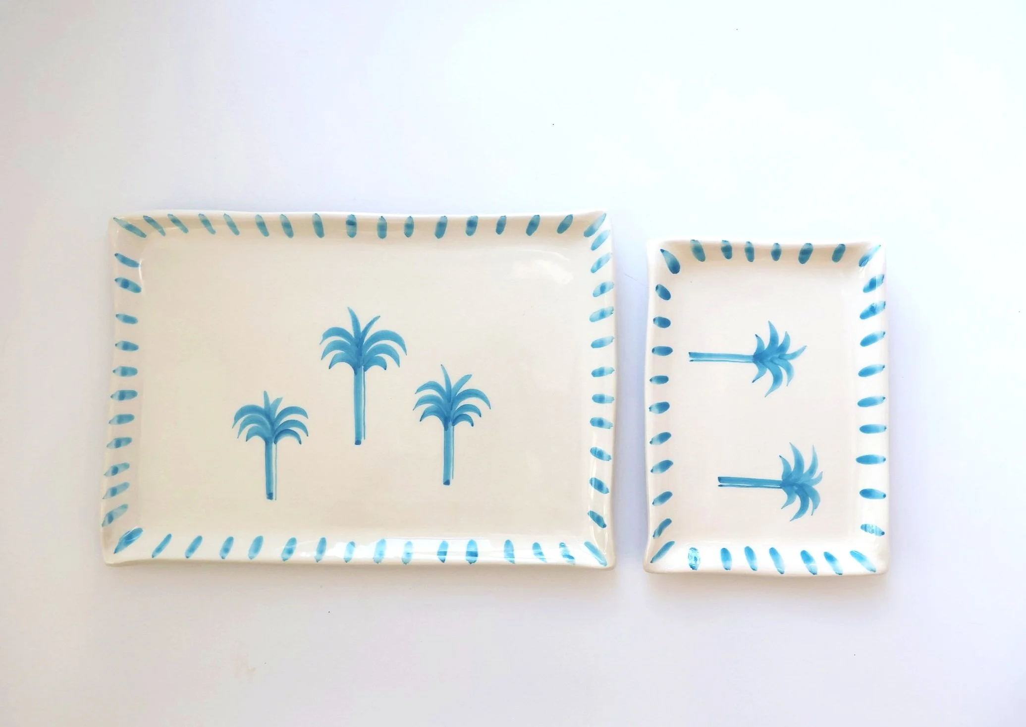 Les Ottomans Palm Hand-Painted Ceramic Large Tray