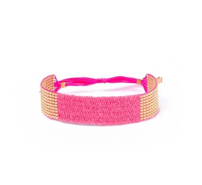 Maison Plune Beaded Linen Manchette Bracelet-Barbie