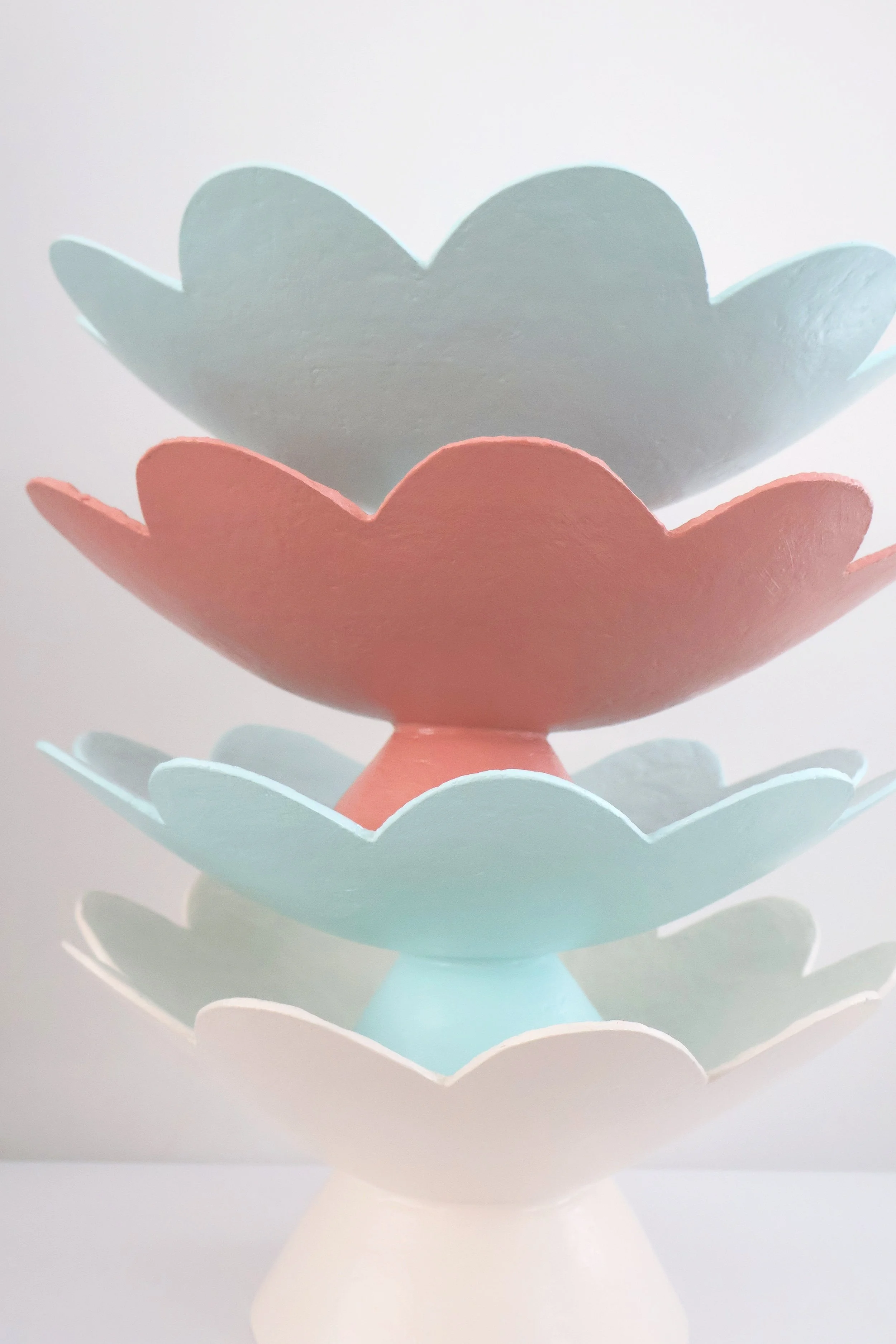 Ode to Elma Scalloped Pedestal Bowl #2-Sea Foam