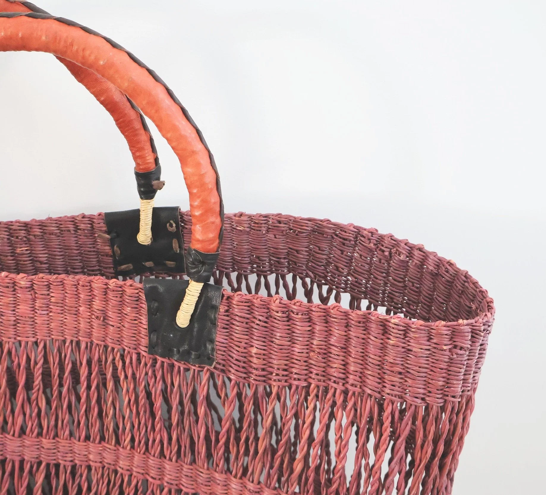 Bolgatanga Handwoven Plum Net Basket Bag- XLarge