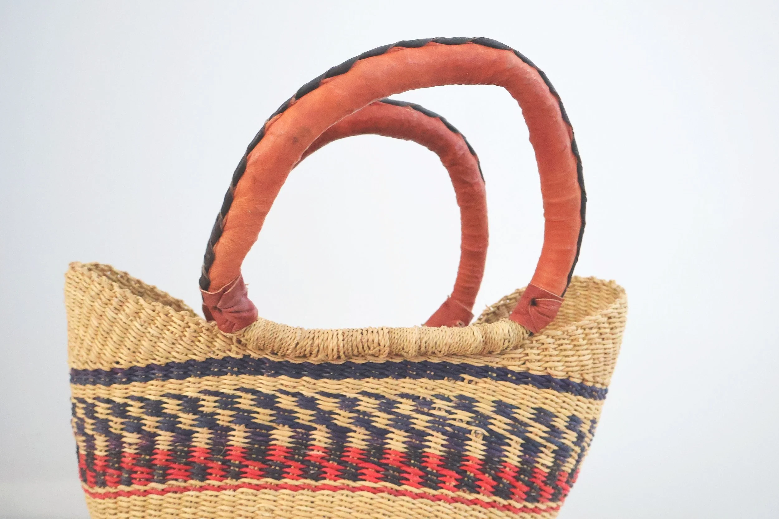 Bolgatanga Handwoven Colourful UShopper Basket- Small #2