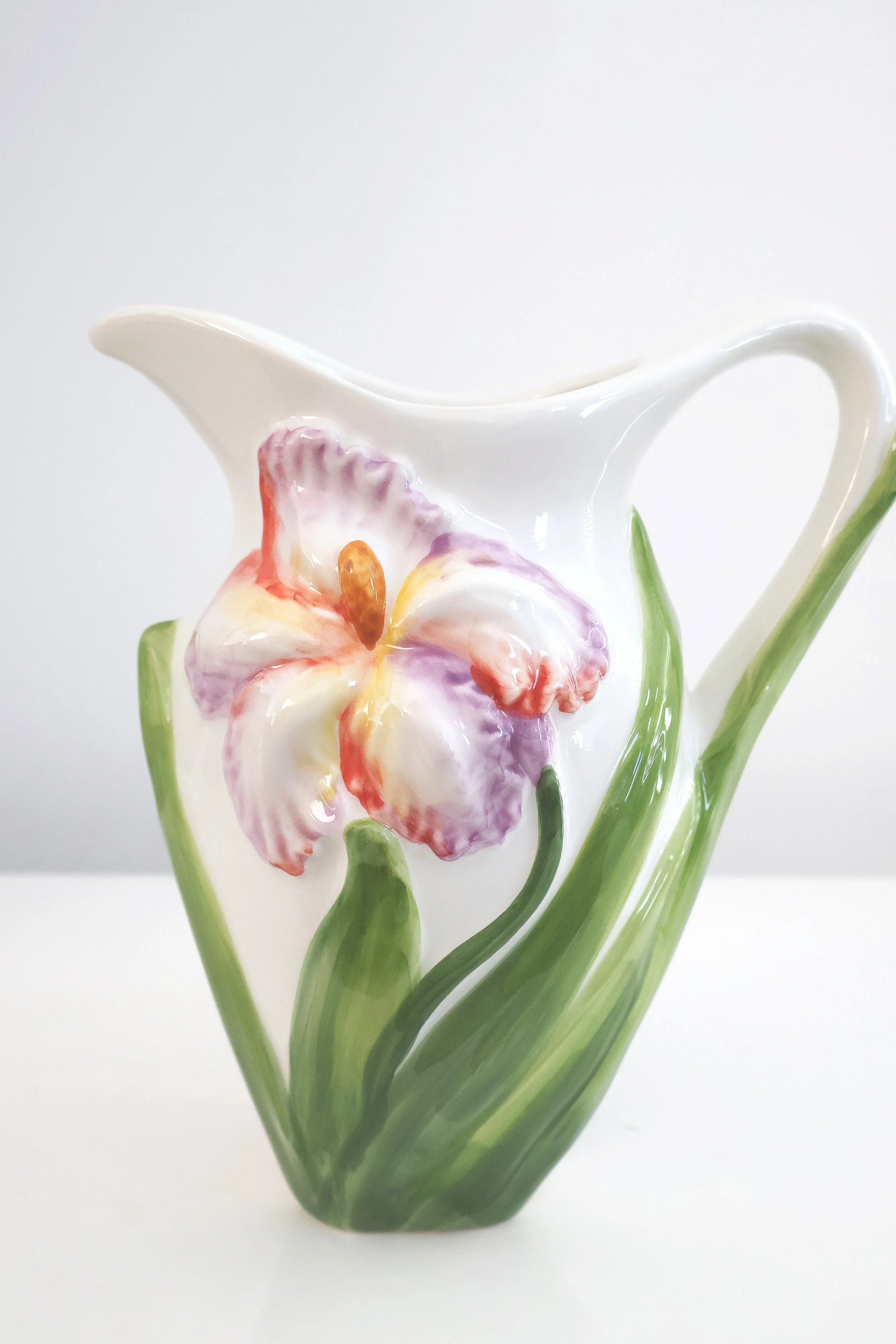 Les Ottomans Florilège Collection Hand-Painted Ceramic Jug- Hibiscus