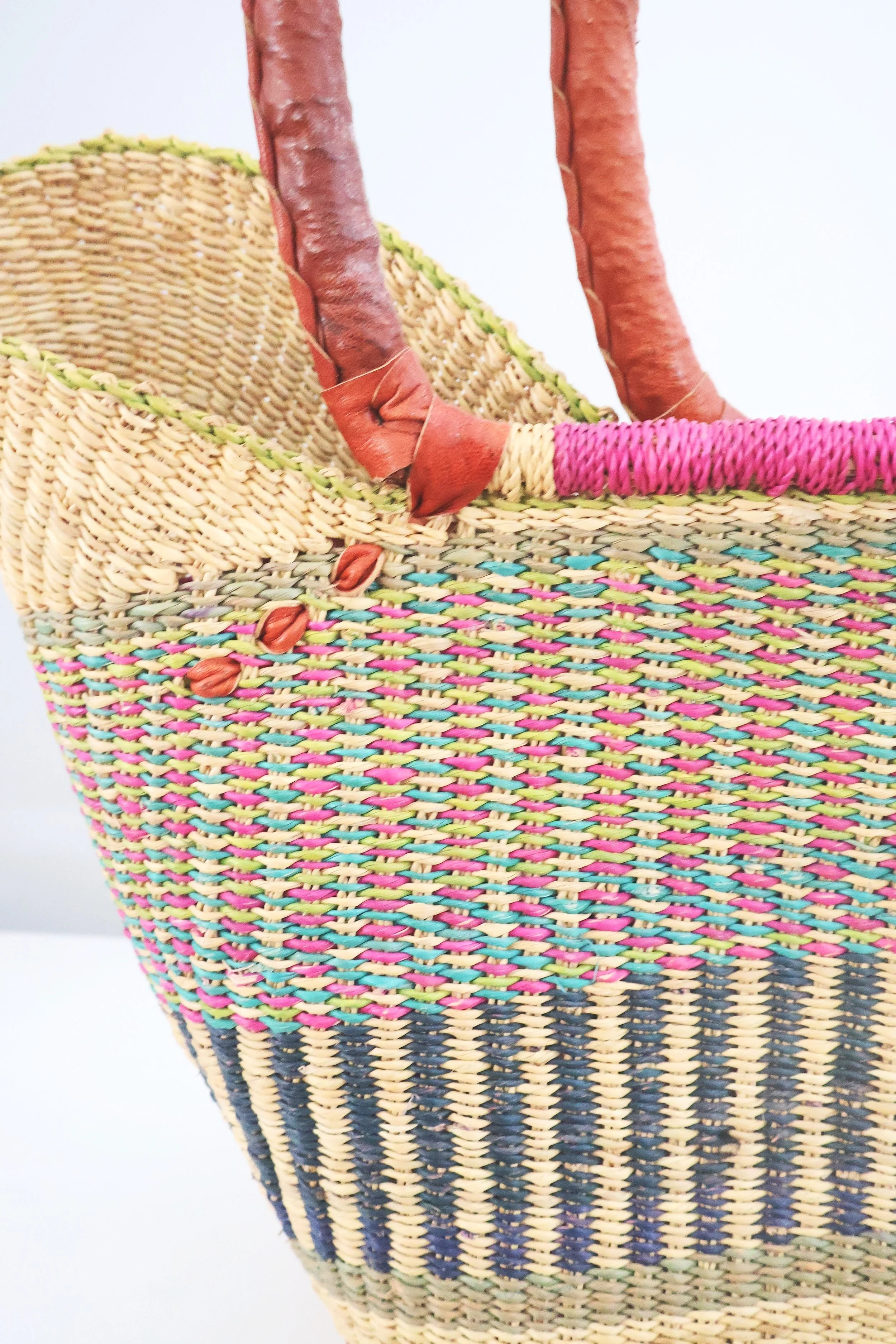 Bolgatanga Handwoven UShopper Basket- Large #1