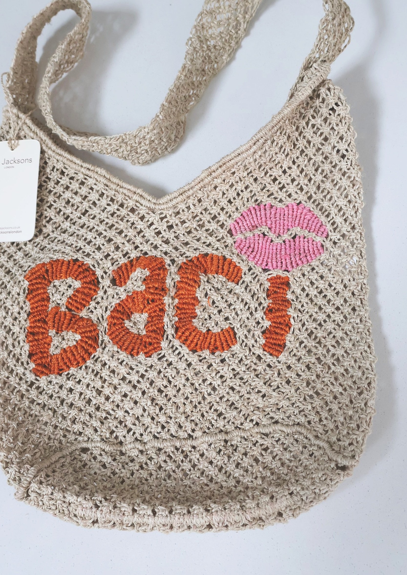 The Jacksons BACI(Kiss) Jute Bag- Orange/Rose