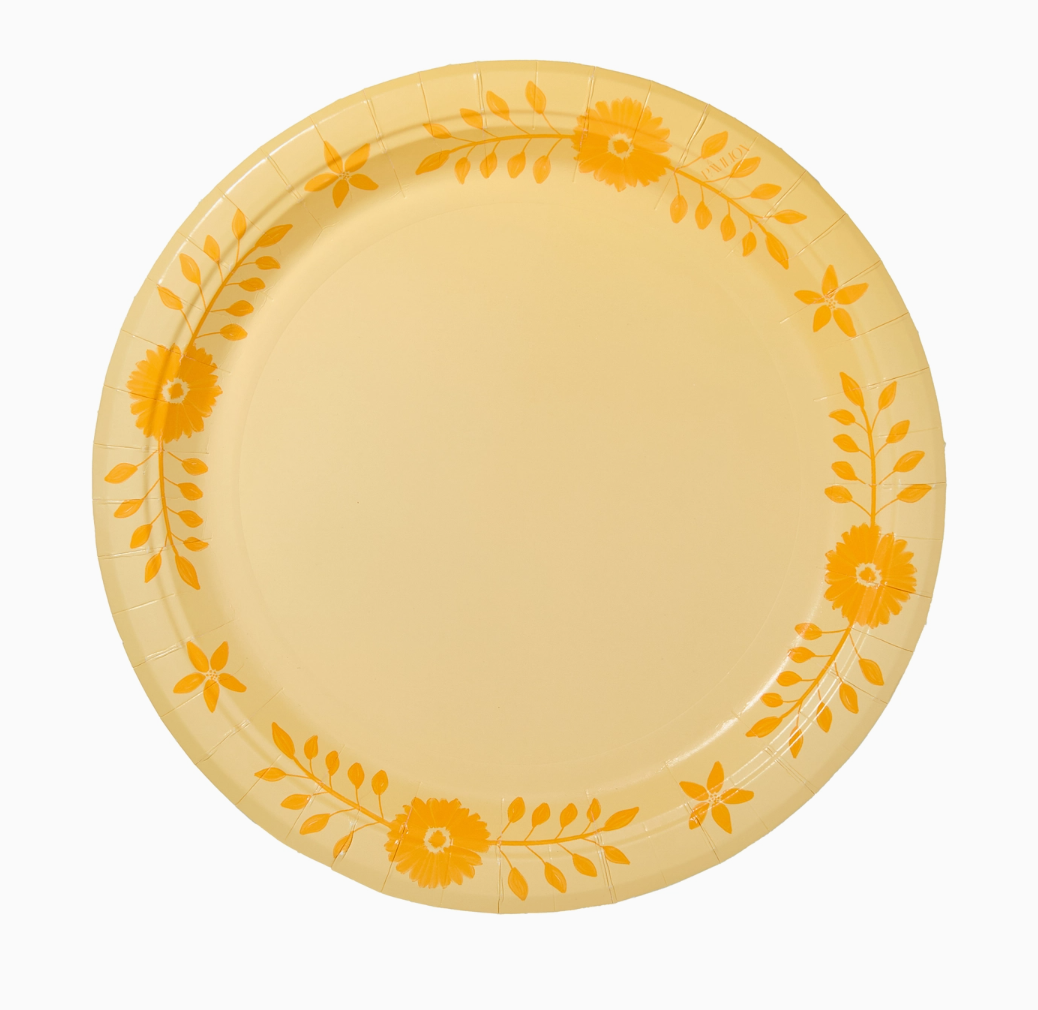 Daisy Josephine Paper Dinner Plates - Butter & Golden 8 Per Pack
