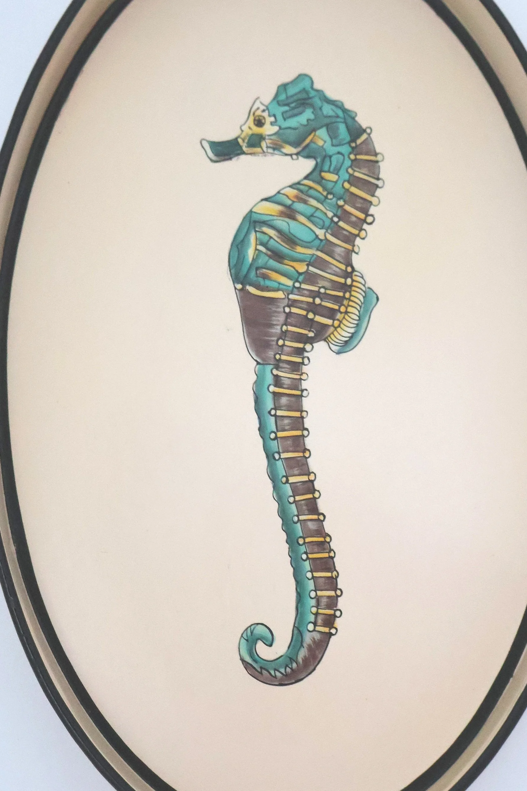 Les Ottomans Hand painted Iron Tray-Seahorse