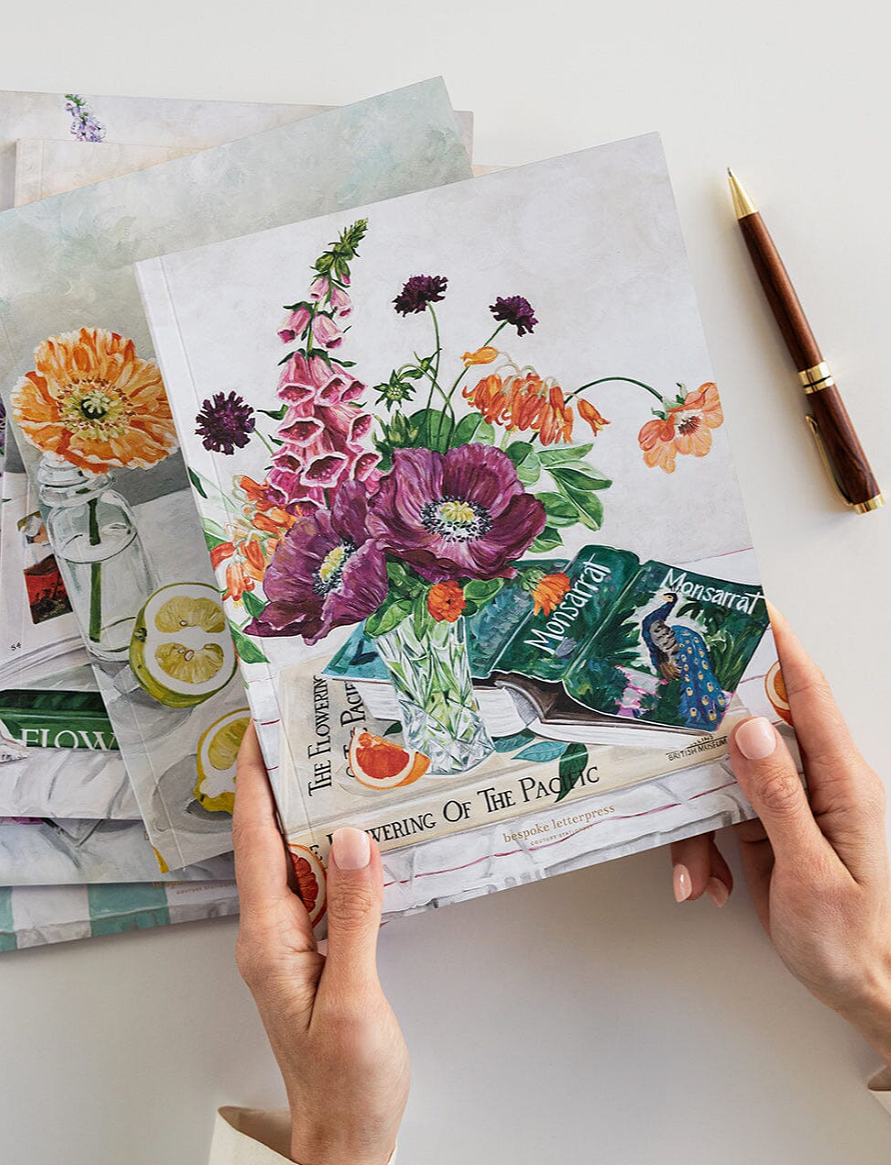 Bespoke Letterpress Poppies & Foxglove Workbook
