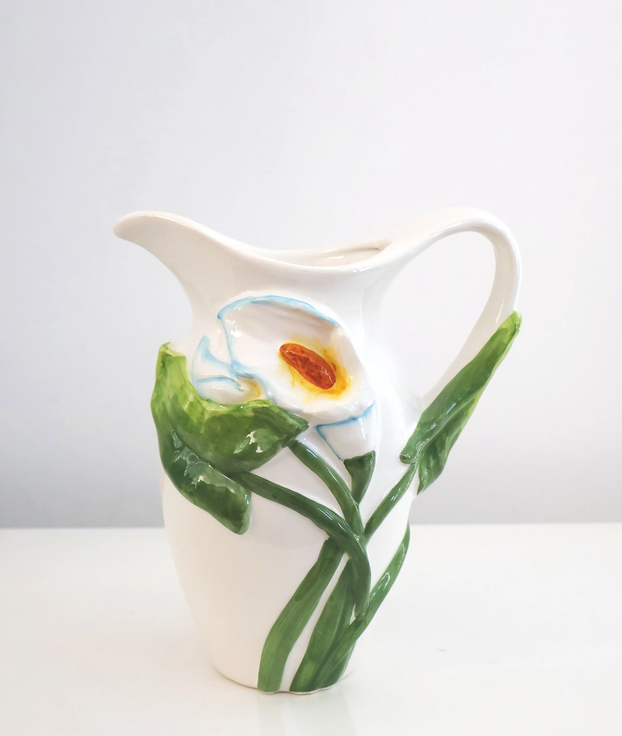 Les Ottomans Florilège Collection Hand-Painted Ceramic Jug- Anthurium