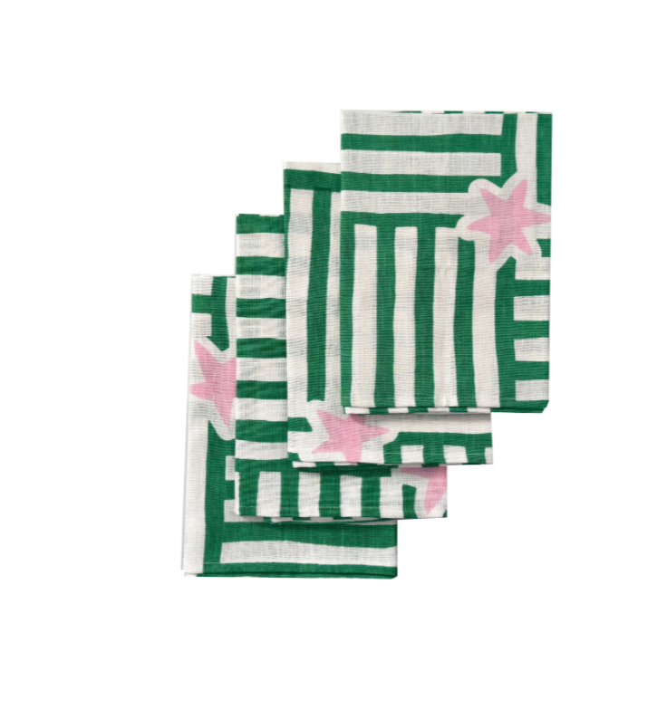 Aqua door Designs Green Capri Linen Napkins (Set of 4)