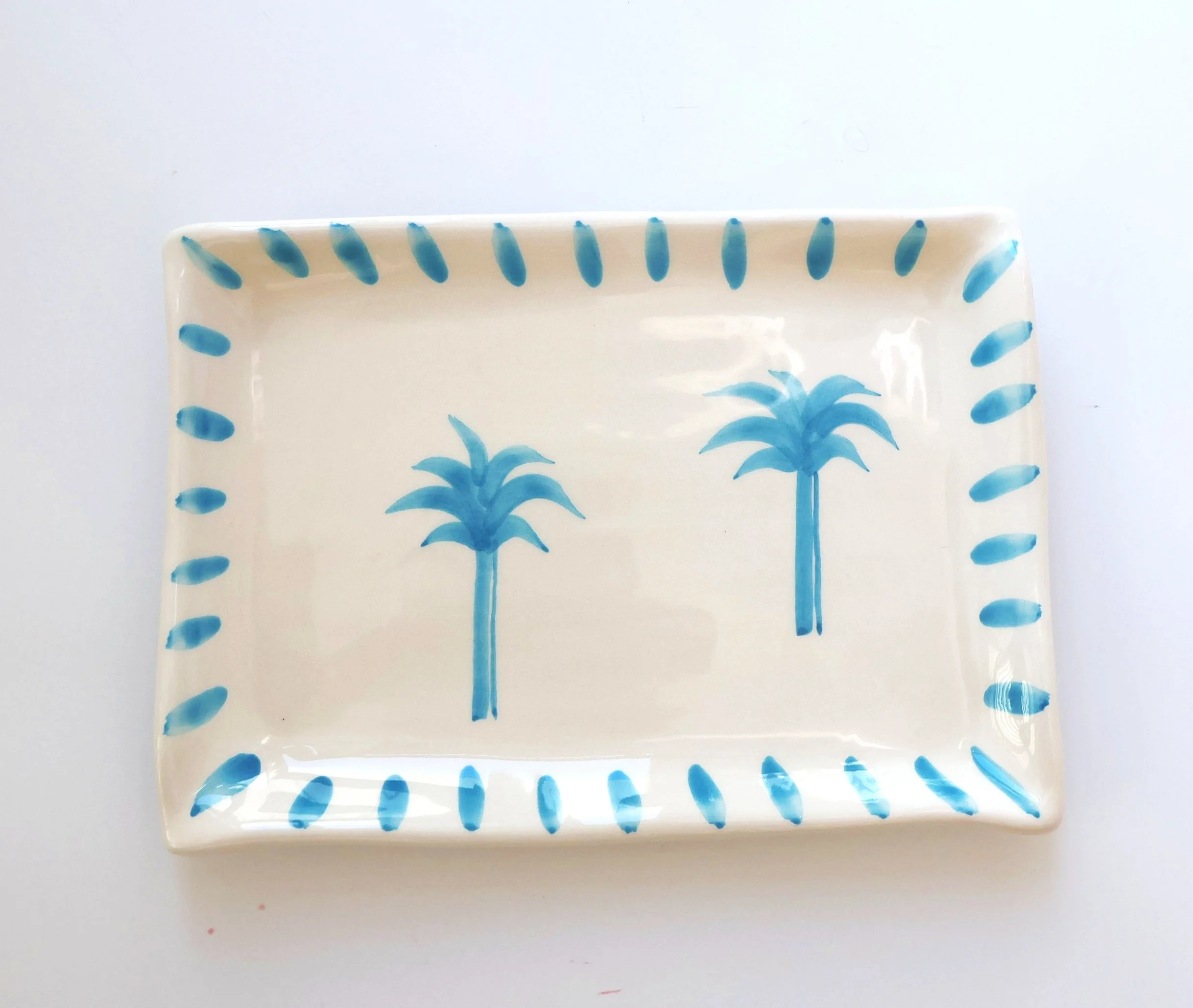 Les Ottomans Palm Hand-Painted Ceramic Small Tray