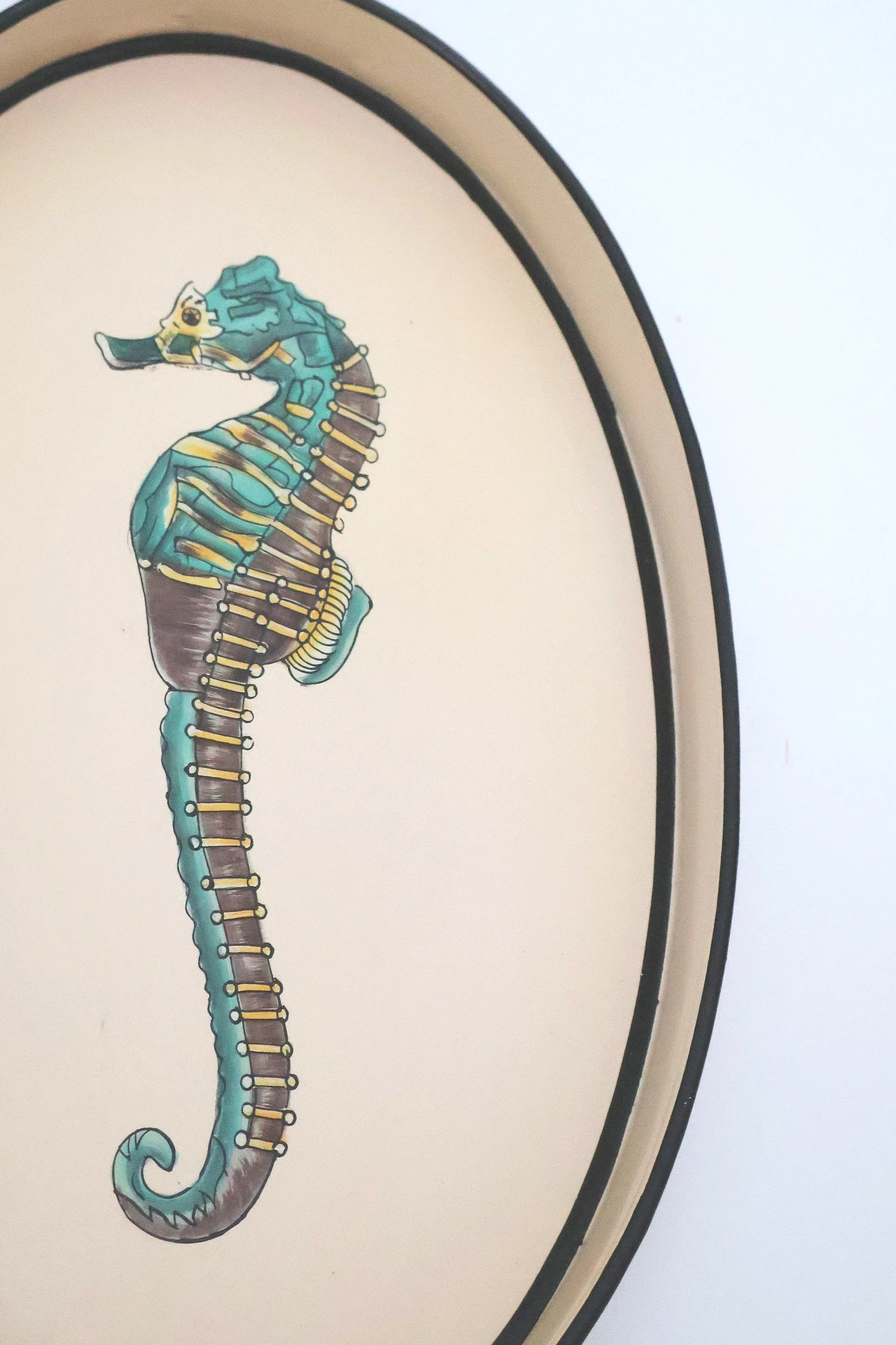 Les Ottomans Hand painted Iron Tray-Seahorse