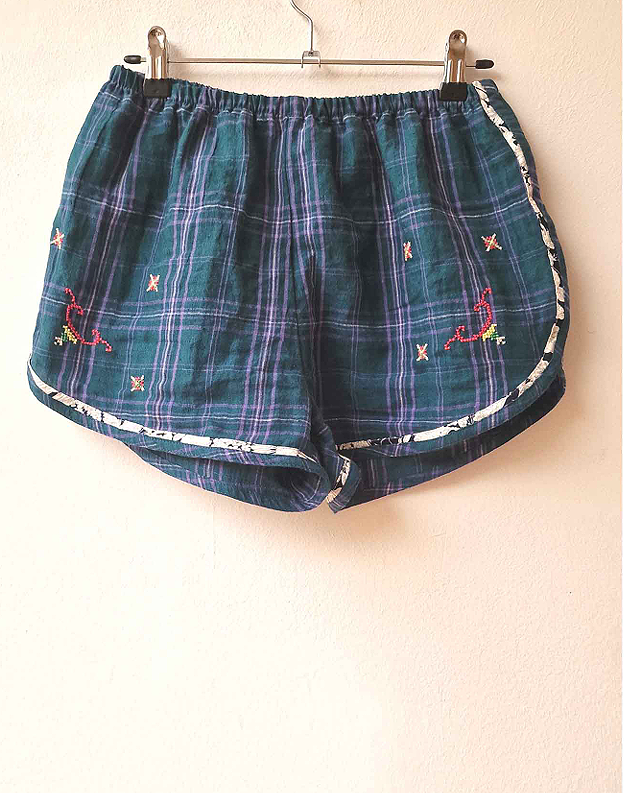 Claramonte Embroidered Shorts-Green Large 12