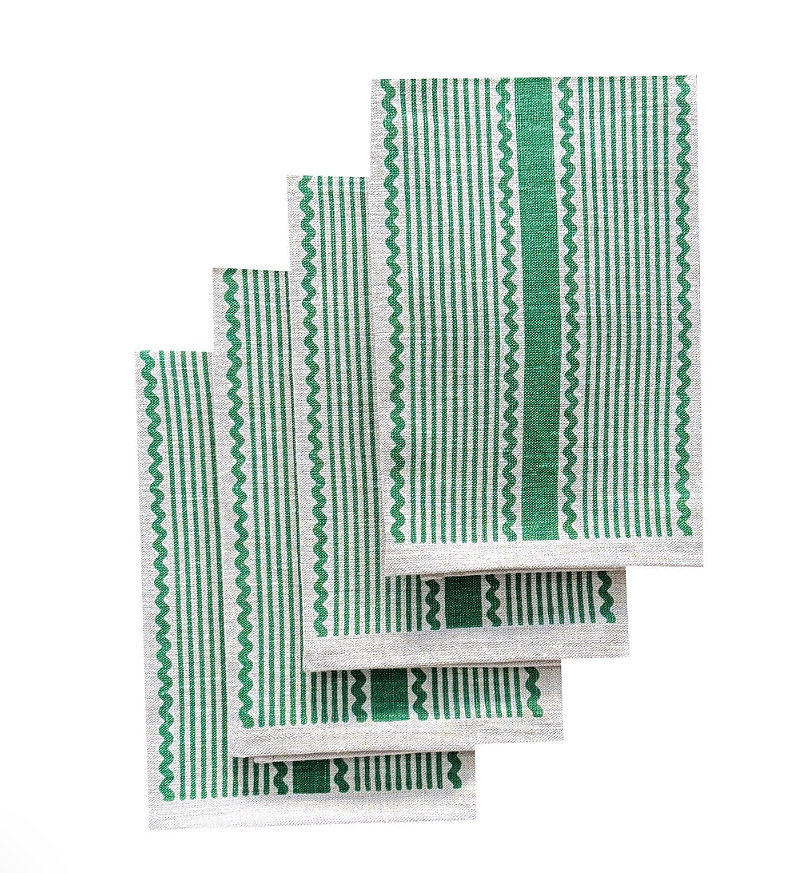 Aqua door Designs Green Tuxedo Stripe Napkins (set of 4)