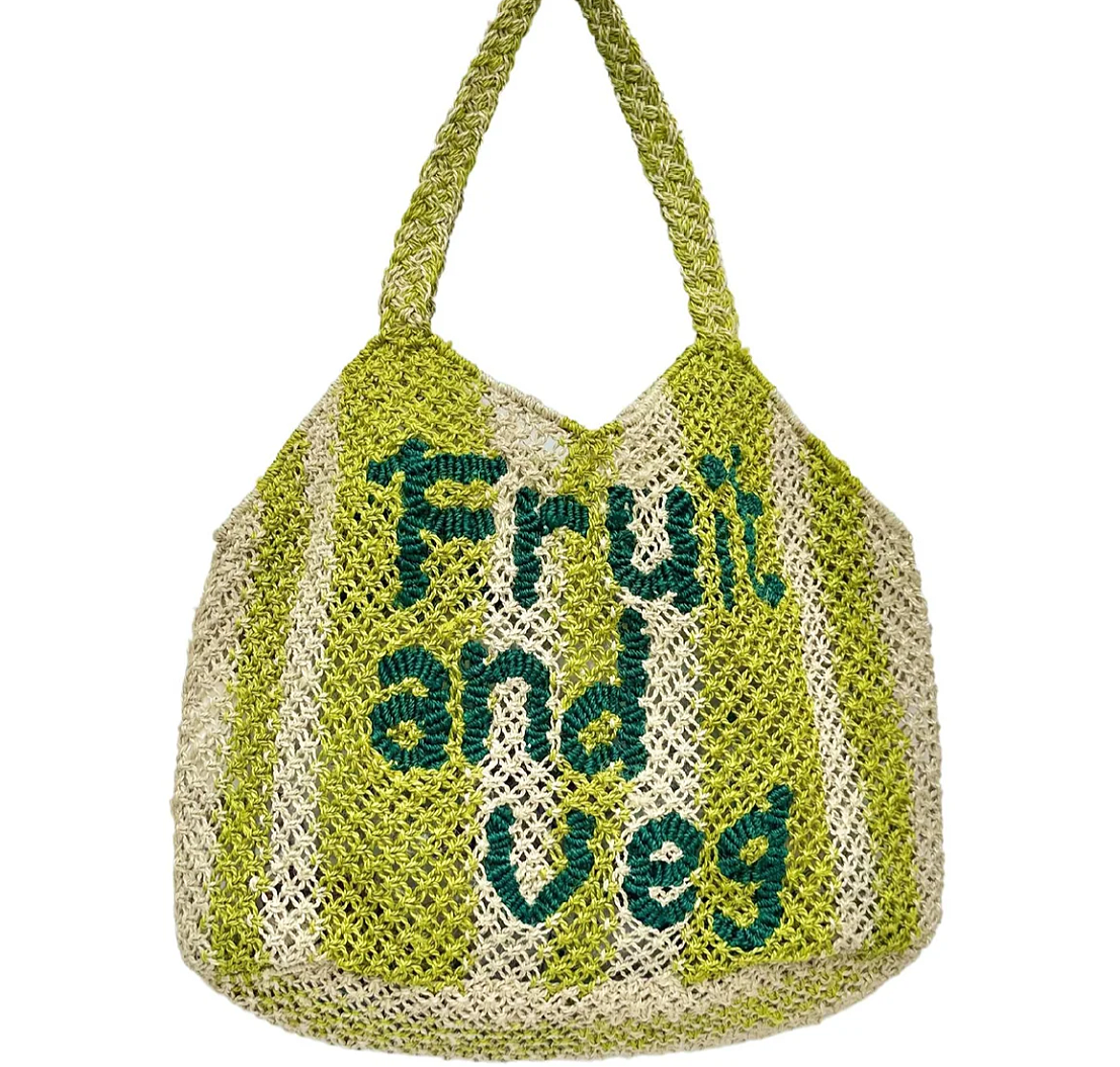 The Jacksons FRUIT & VEG Jute Bag- Pistachio Stripe