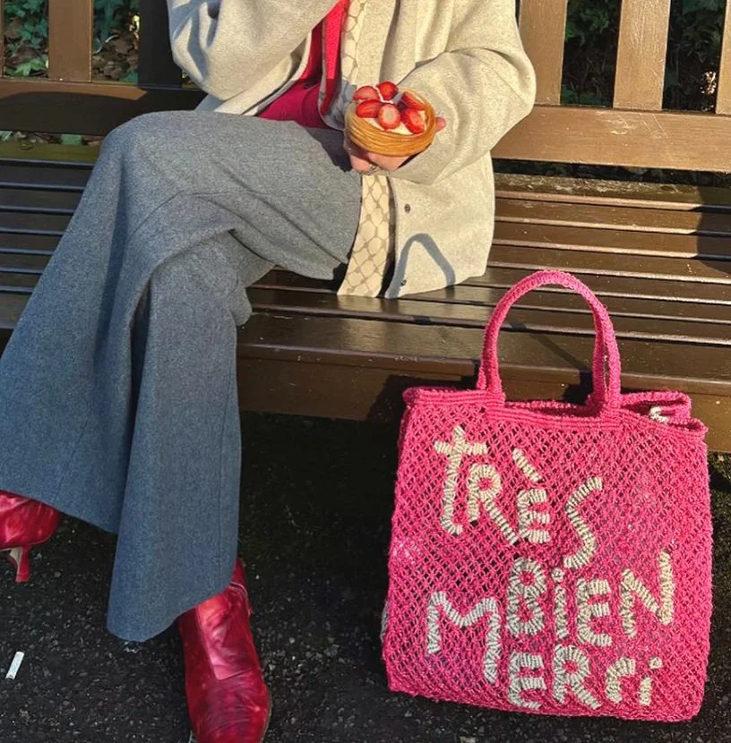 The Jacksons TRES BIEN Jute Bag- Hot PInk