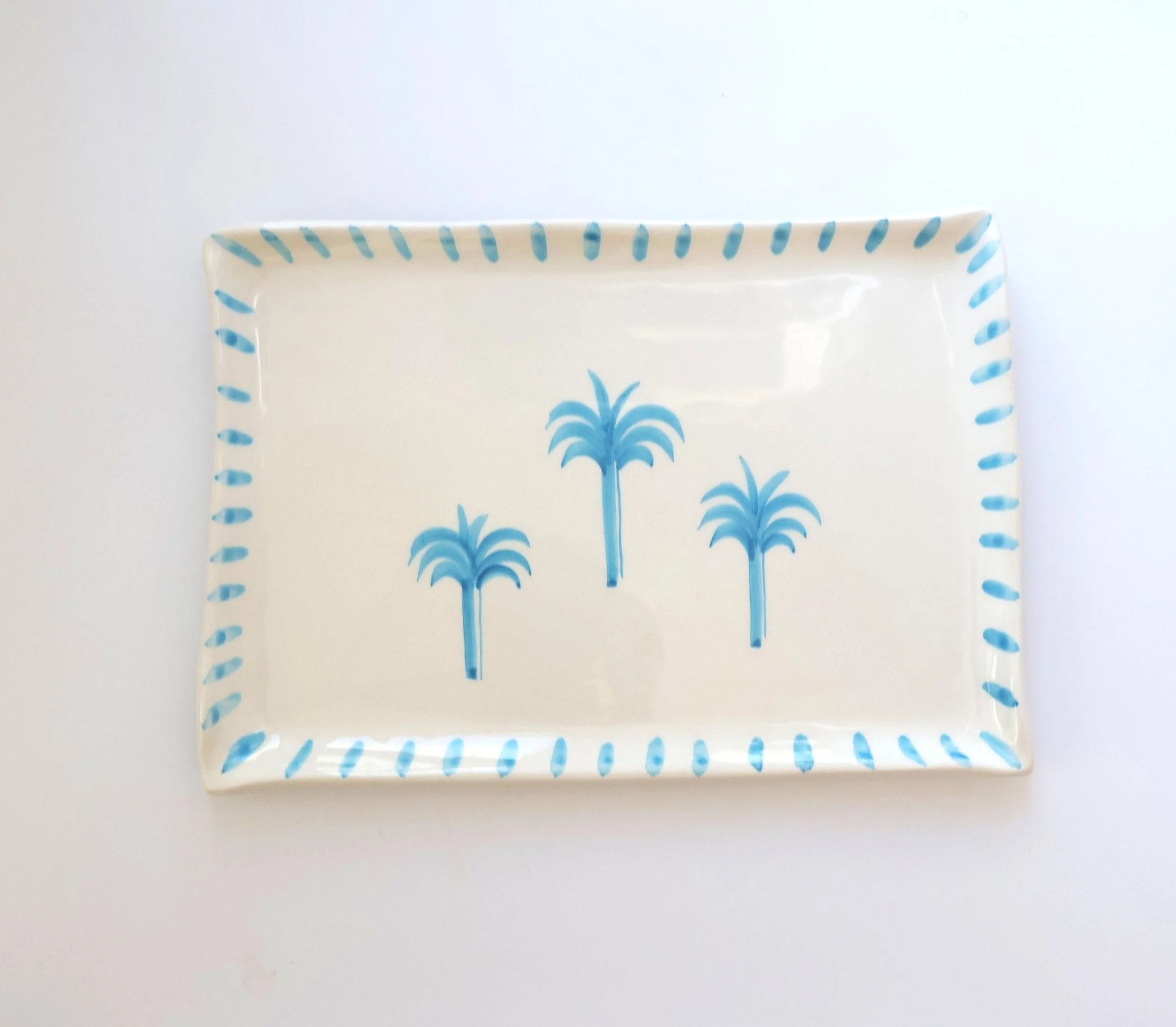 Les Ottomans Palm Hand-Painted Ceramic Large Tray