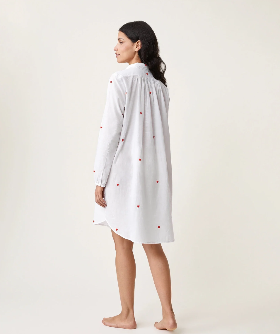 Scarlette Ateliers Calie nightgown -Red heart embroidery