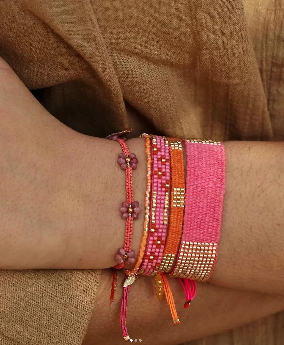 Maison Plune Beaded Linen Manchette Bracelet-Barbie