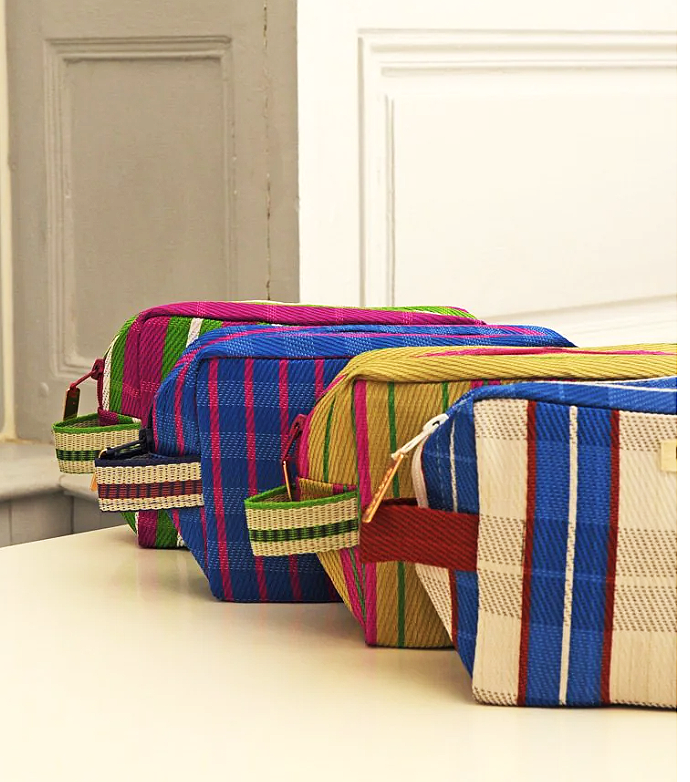 BAOBAB Striped Mesh Pouch-Pink Stripe