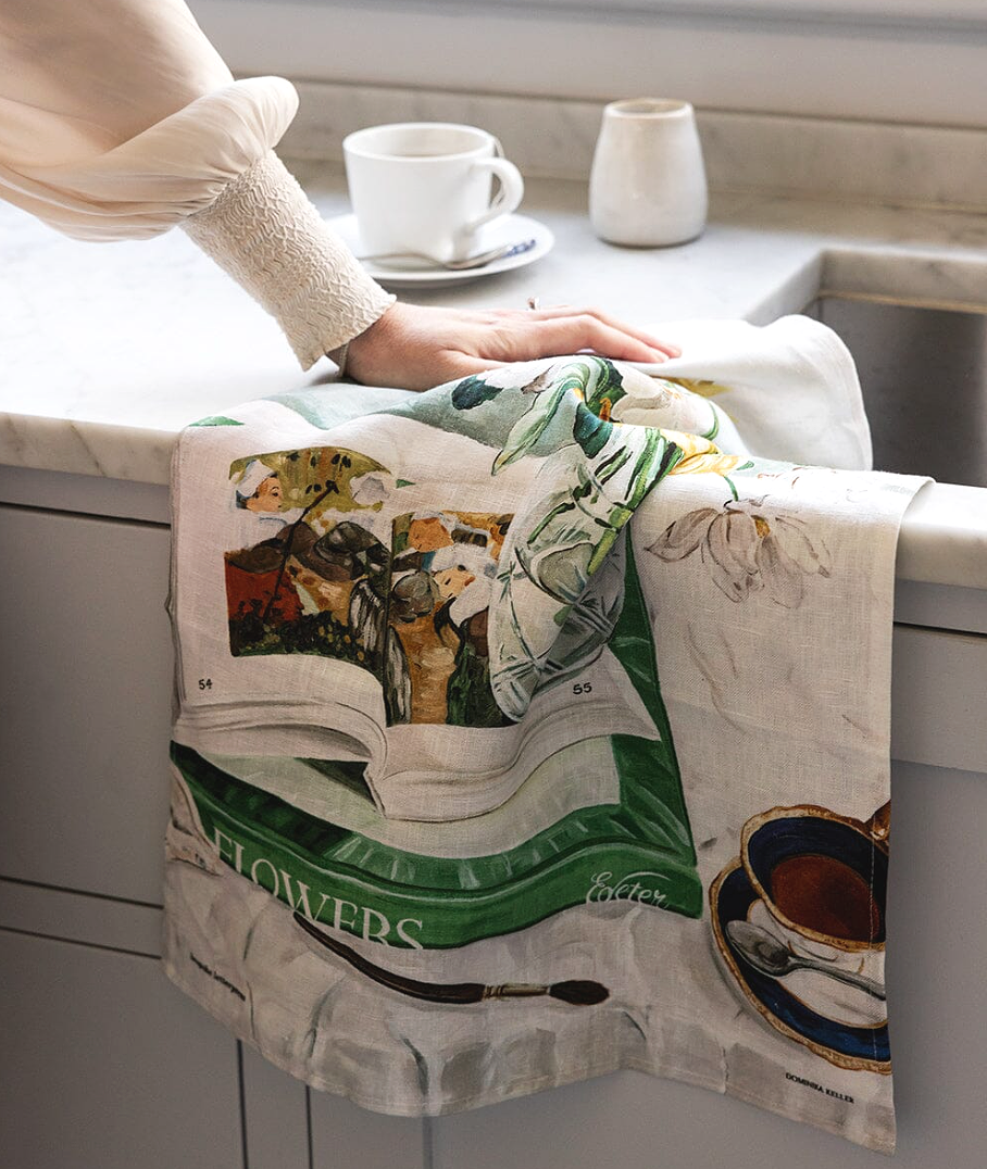 Bespoke Letterpress April Blooms 100% Linen Tea Towel