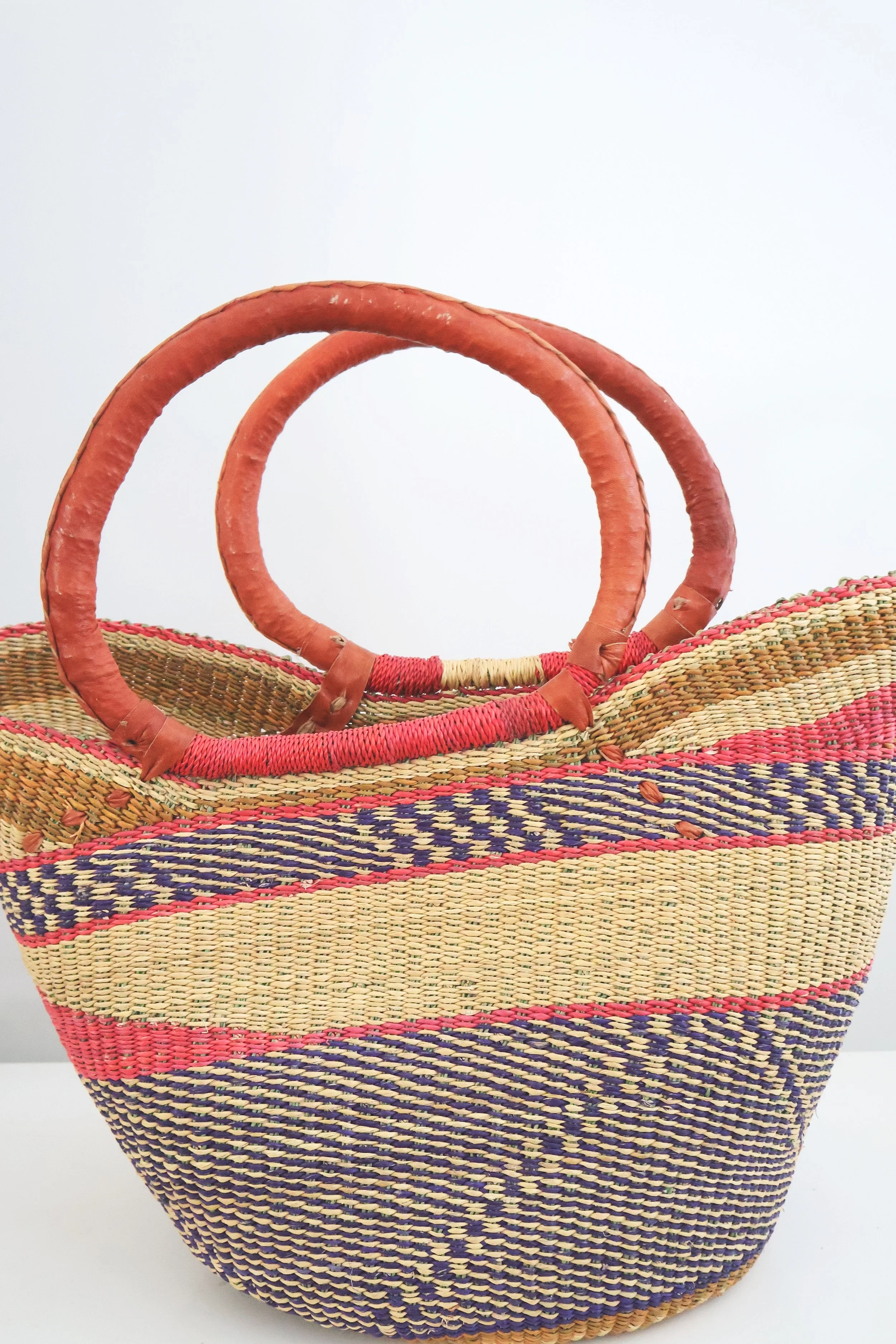 Bolgatanga Handwoven UShopper Basket- Large #3