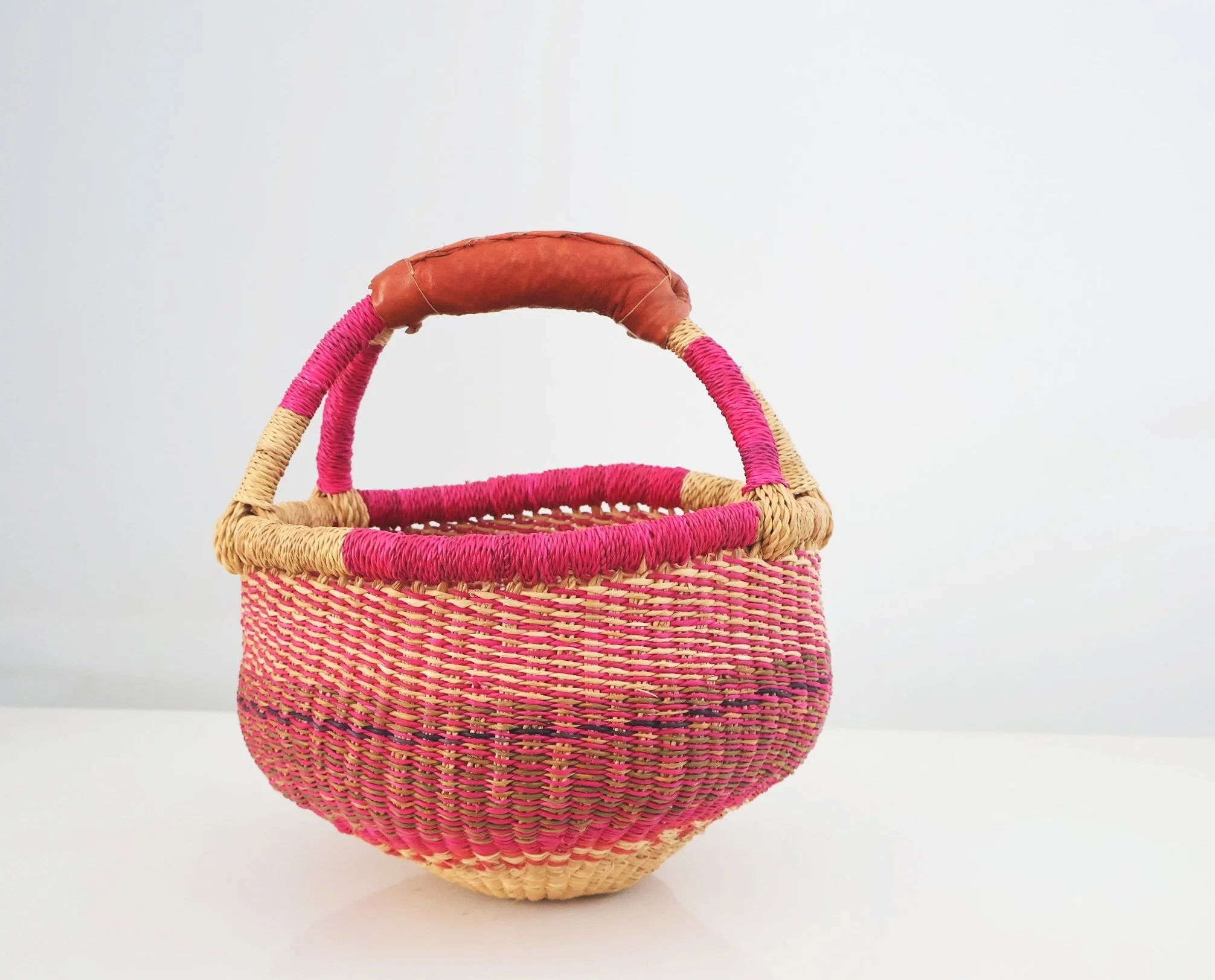 Bolgatanga Handwoven Round Market Basket- Small #3