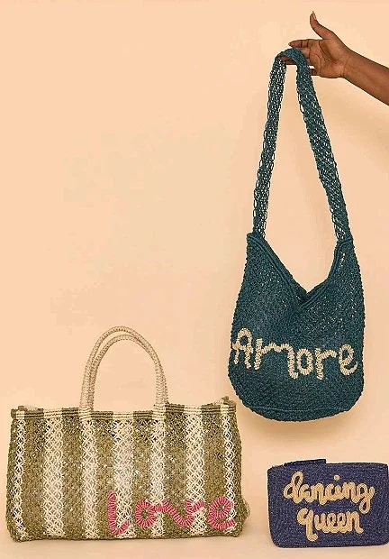 The Jacksons AMORE Jute Bag- Petrol/Natural (Copy)