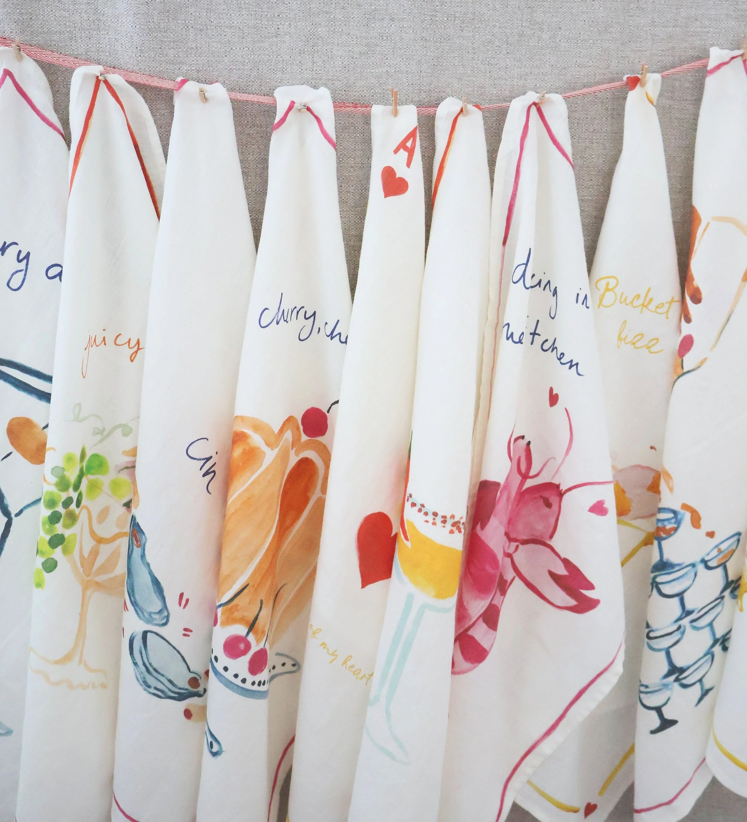 Dinette "Slightly Bitter Negroni " Linen Tea Towel