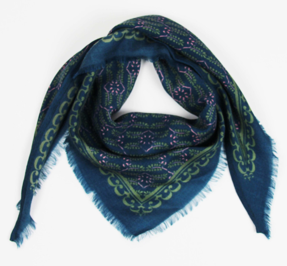 Les Belles Vagabondes Delta Celeste Wool Scarf Bleu