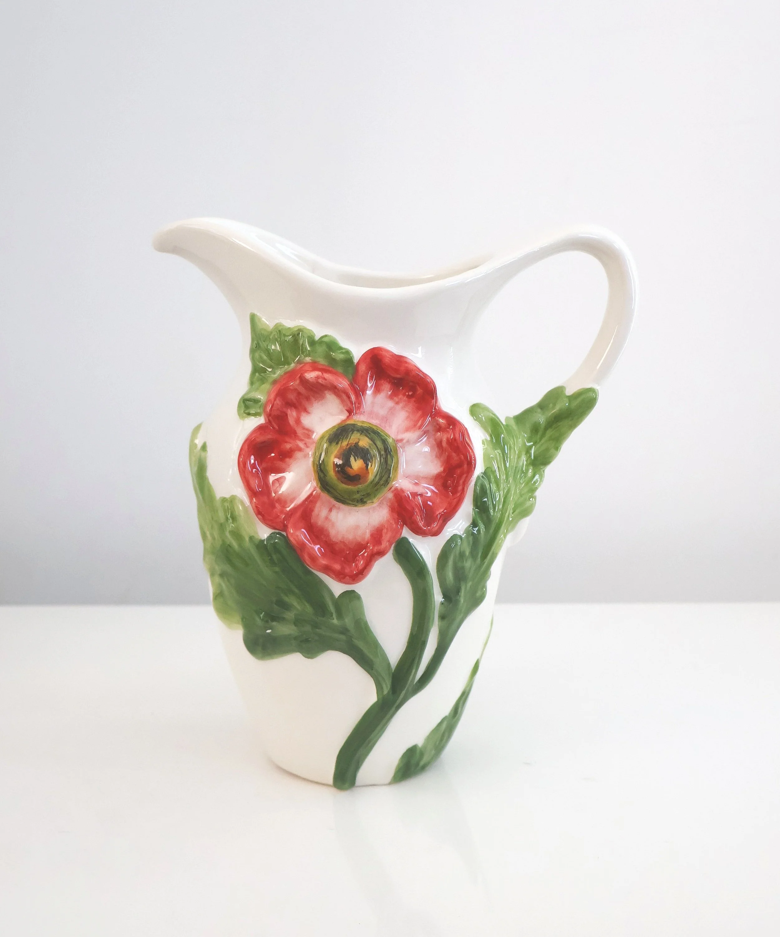 Les Ottomans Florilège Collection Hand-Painted Ceramic Jug- Poppy