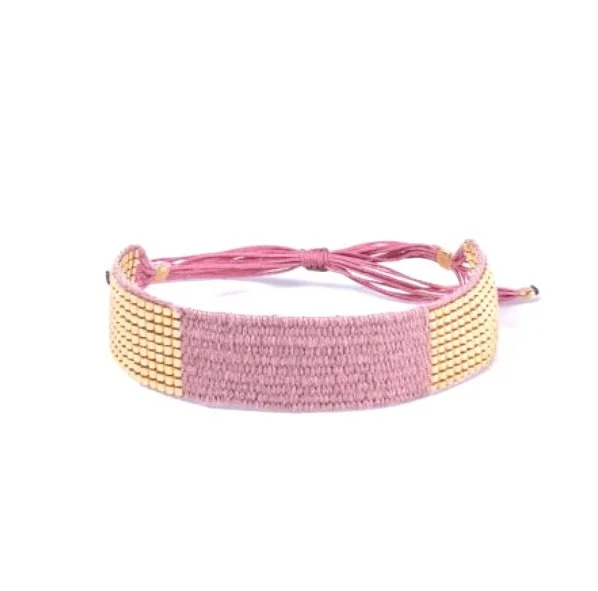 Maison Plune Beaded Linen Manchette Bracelet-Orchid