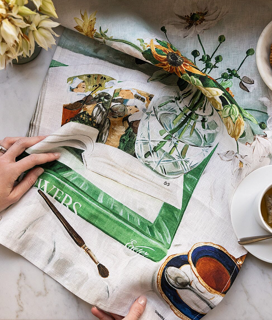 Bespoke Letterpress April Blooms 100% Linen Tea Towel