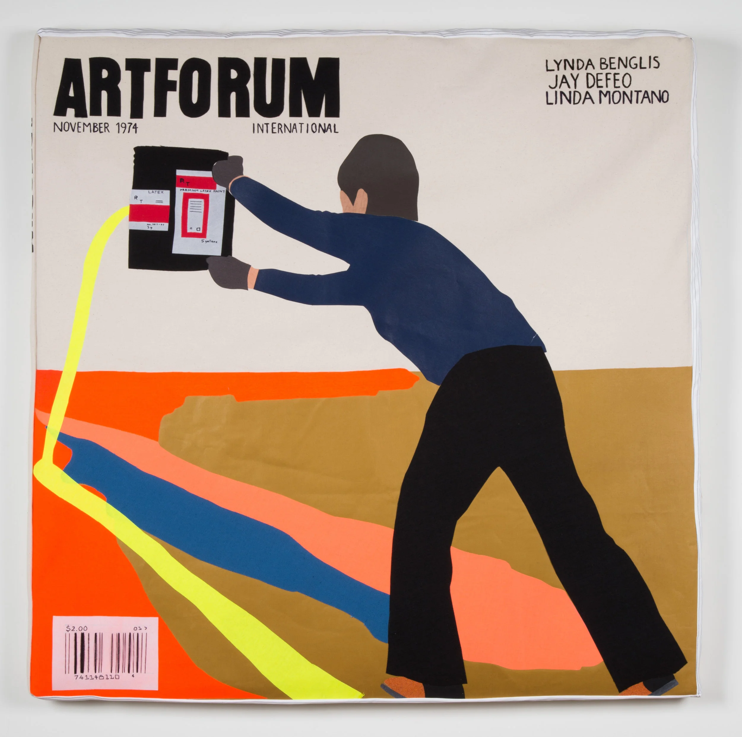 Artforum/ Lynda Benglis 2014, 40" x 40" x 2", embroidery thread, fabric, foam 