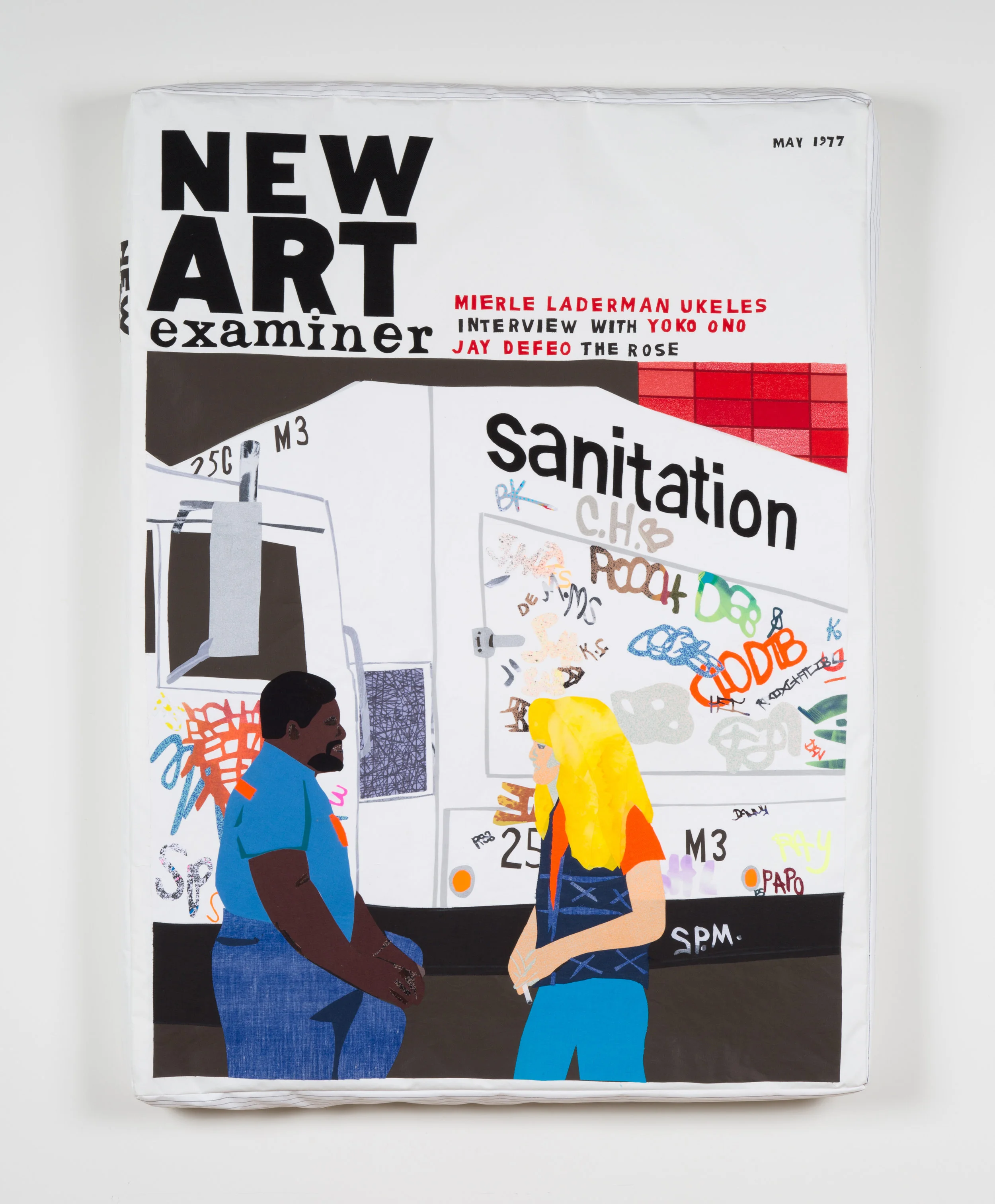 New Art Examiner/Mierle Laderman Ukeles 2014, 30" x 40" x 2", embroidery thread, fabric and foam