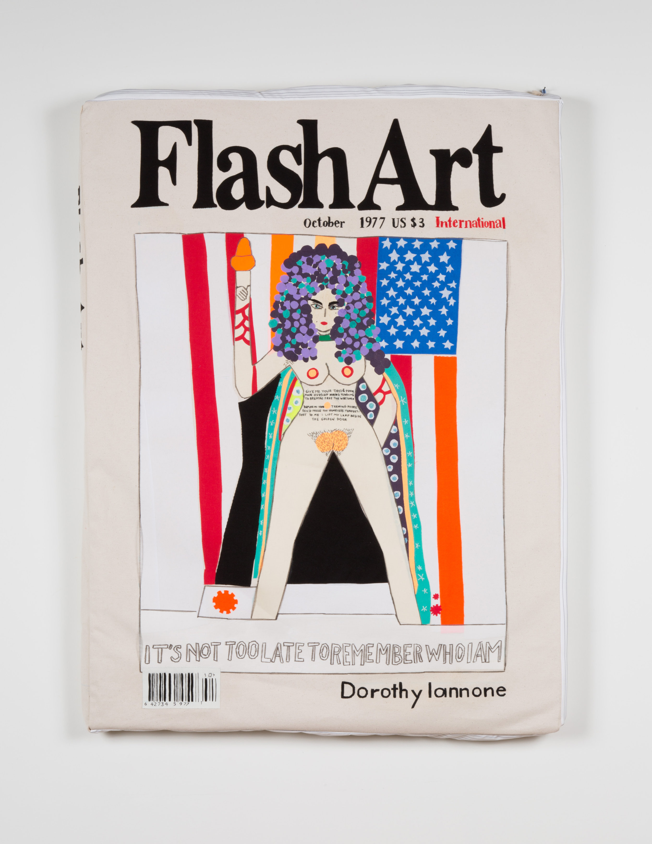 Flash Art/ Dorothy Iannone 2014, 30" x 40" x 2", embroidery thread, fabric and foam