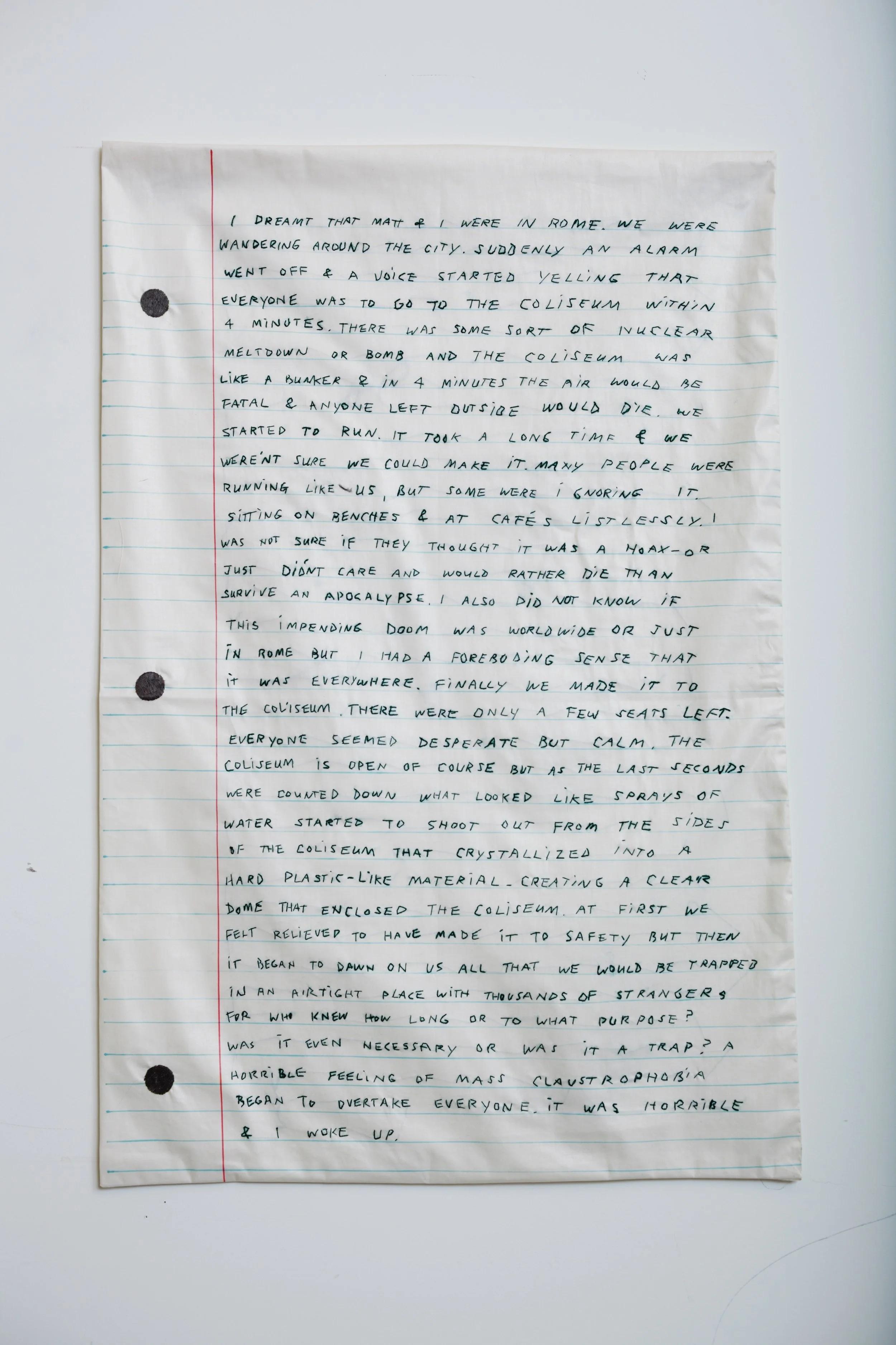 Apocalypse Dream 3 (The Day After), 2012 96 cm x 61 cm, embroidery thread, marker, cotton