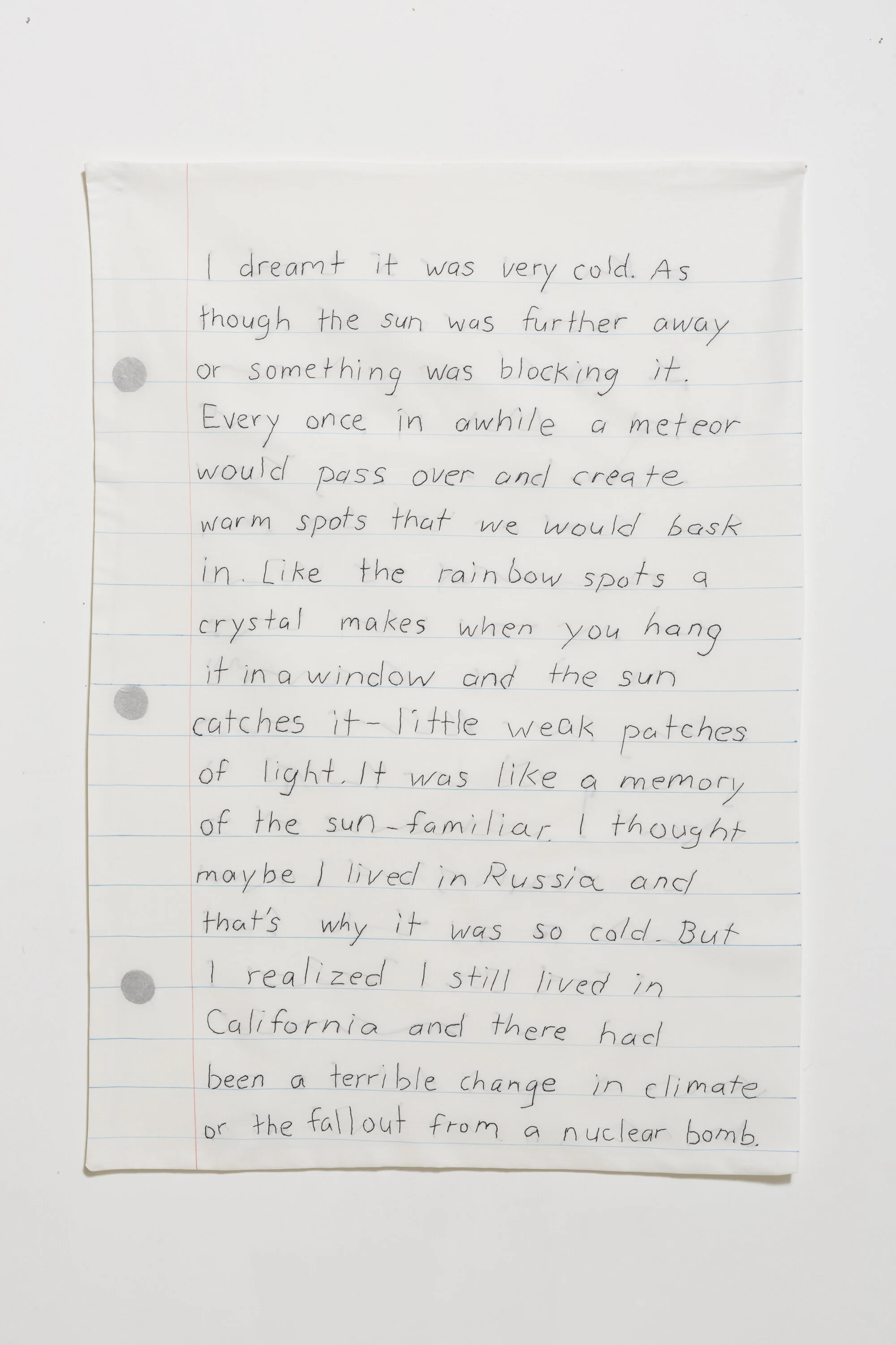 Apocalypse Dream 5 (Cold War), 2016, 96 cm x 61 cm, embroidery thread, marker, cotton