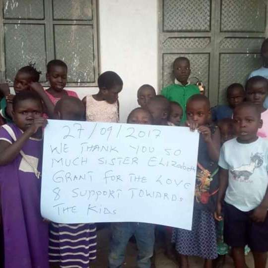 A personalized message and picture sent from the children directly benefited from her hard work.