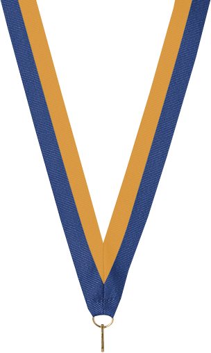 Blue / Gold V-Cut Ribbon 7/8" x 32"