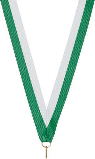 Green / White V-Cut Ribbon 7/8" x 32"