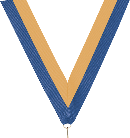 Blue / Gold V-Cut Ribbon 1 1/2" x 32"