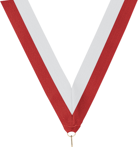 Red / White V-Cut Ribbon 1 1/2 x 32 — The Trophy Case