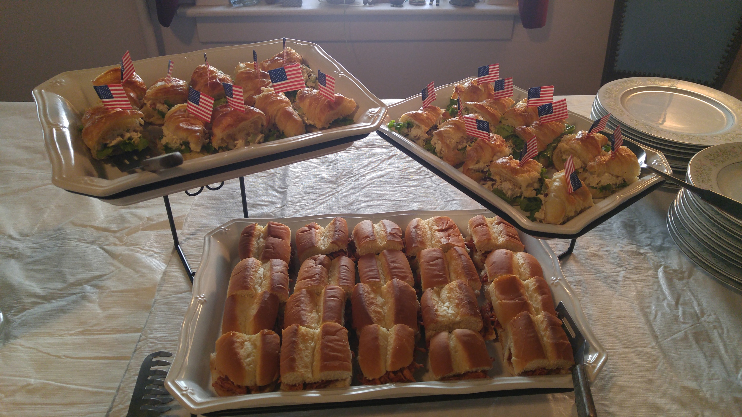 Chicken salad bites and yummy BBQ pulled pork bites.