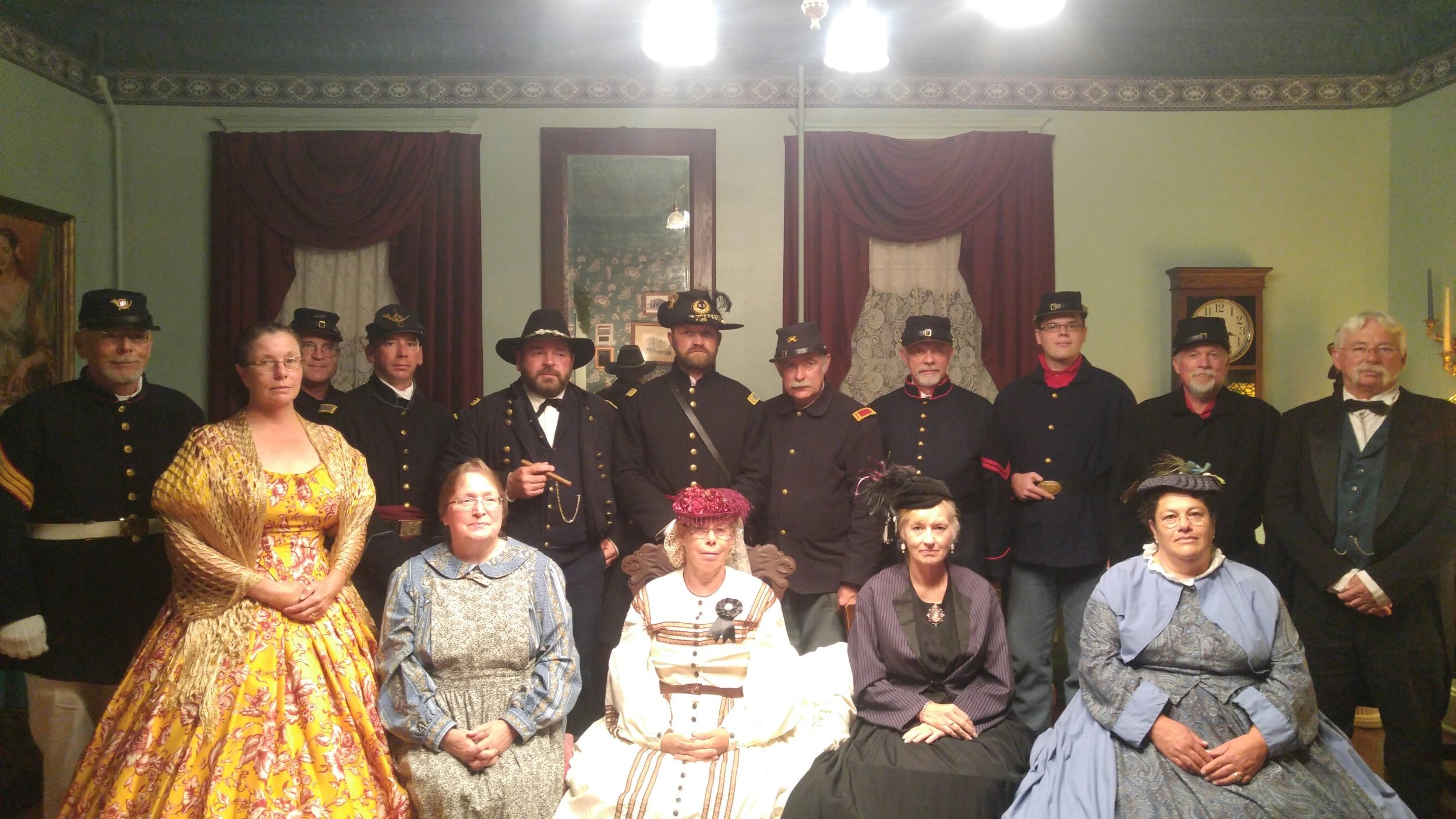  General Grant with some of his men and their ladies. The General is the man with the cigar of course (fourth from the left).&nbsp; 