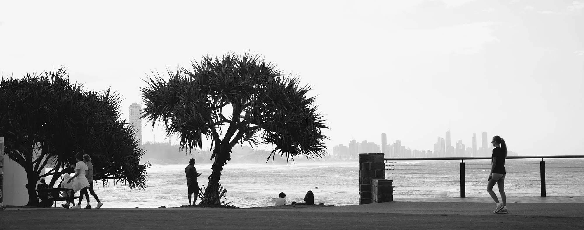 A photo taken from Burleigh Heads with the Gold Coast in the background