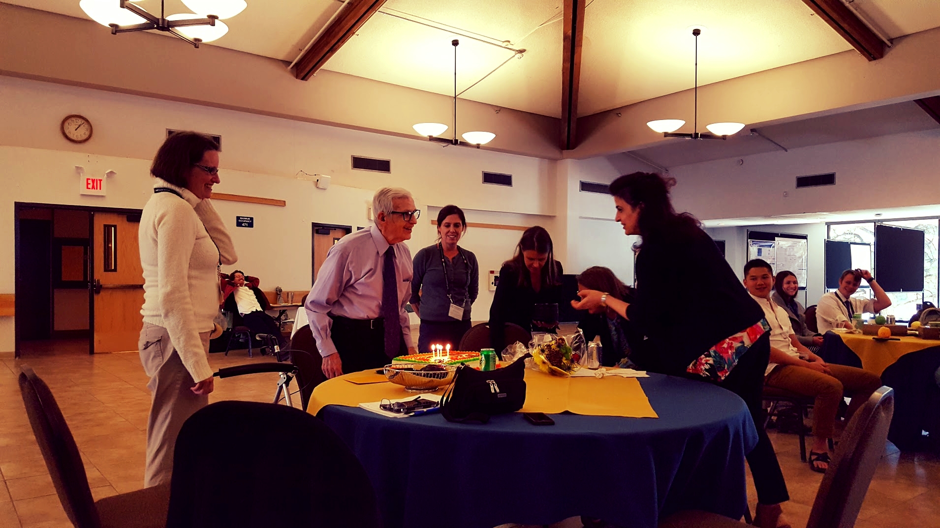  Celebrating Tip's birthday with cake and song. 