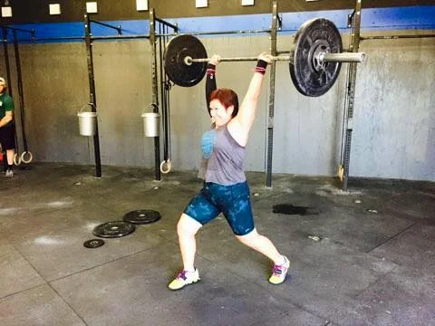 FRIDAY 22APRIL16 Warm up 800m run 3 RNFT rack/suit case carry 3 windmill+3 SA OH squat rack/waiter carry partner squats with band(5 around the knee and 5 around the ankle) 5 inverted row with feet bench Air Squat 42-30-18 L-Pull up 21-15-9 15-12-9 Thruster 95/65 75/55 45/35 DB/KB Thrusters C2B 12-9-6 OHS 115/85 95/65 75/55 45/35 Bar muscle ups scales L-pull up- (21=7x3 15=5x3 9=3x3) L1: strict pull up w/ 6” second L-hang after each set L2 jumping pull up with 8” L-hang after each set L3: ring rows C2B- L1: pull ups L2: Banded pull up L3: Jumping C2B L4: ring rows Bar muscle ups- (12=4x3 9=3x3 6=2x3) L1: C2B+ ring dip L2: C2B+push up L3: Burpee Pull up L4: ring row + push up